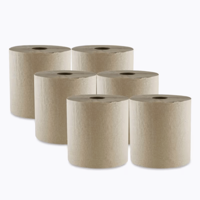 TEMU Case Of 6 Disposable Paper Towel Rolls, 1 Ply, Each Roll Measures Approximately 8" X 400 Ft, Color, Sold Case