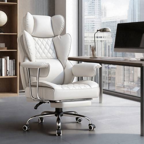 executive office chair for heavy people gaming chair ergonomic wide desk computer chair with lumbar support footrest outward fixed soft armrests high back pu leather height adjustable big and tall