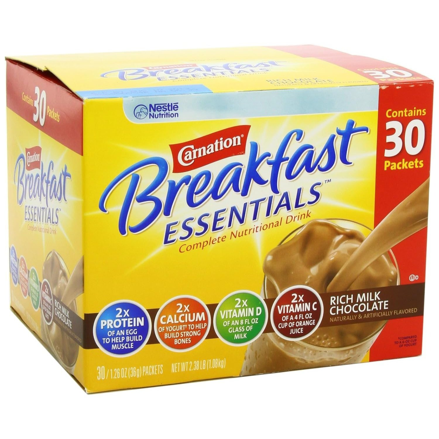 TEMU 1.08kg Value Pack Nestle Breakfast Essentials Complete Nutritional Drink, Rich Milk Chocolate Contains Protein
