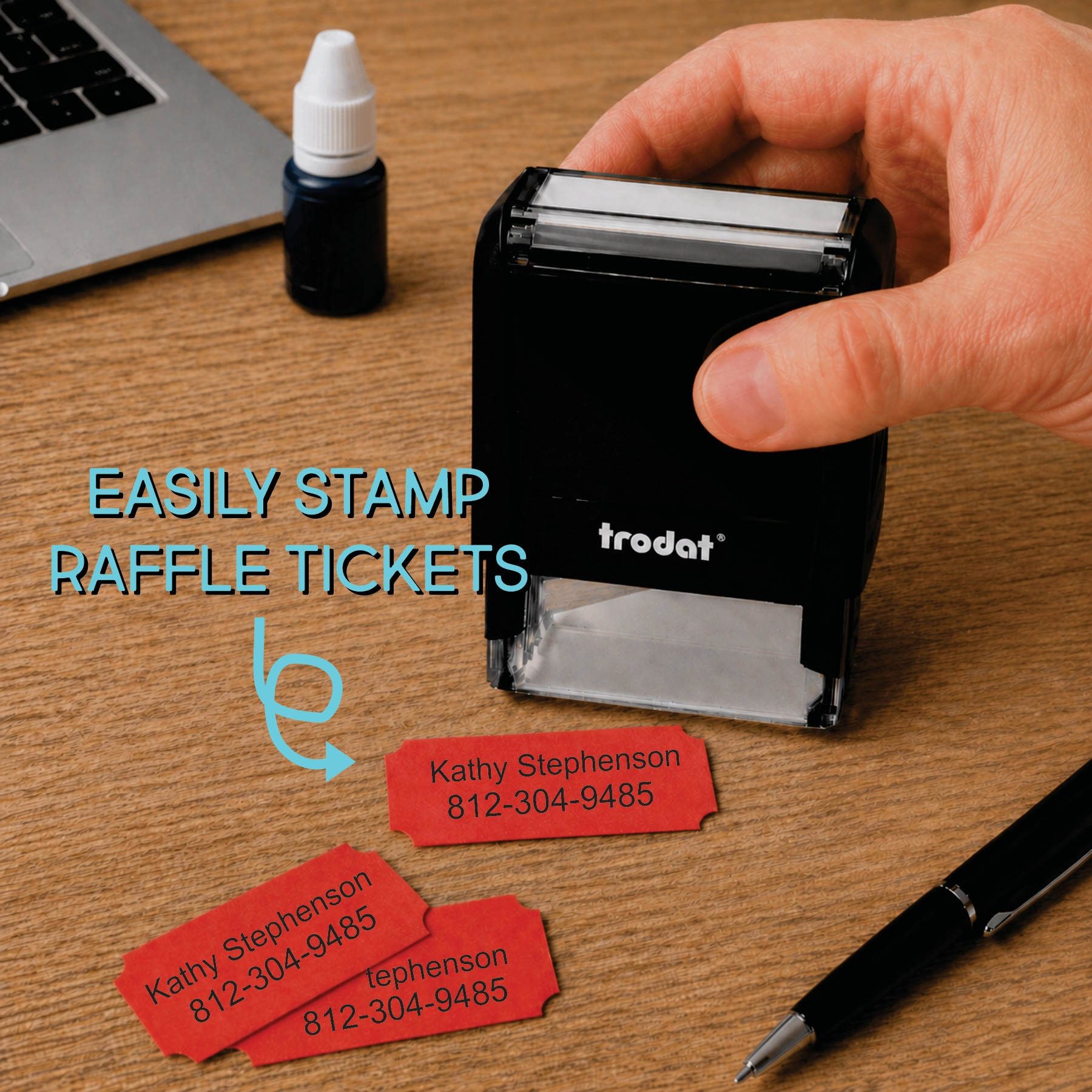TEMU Ticket Stamp - Custom Stamp - Tickets - Giveaway Form - Tickets - Stamp - Name Stamp - Phone Number Stamp - Custom Name Stamp