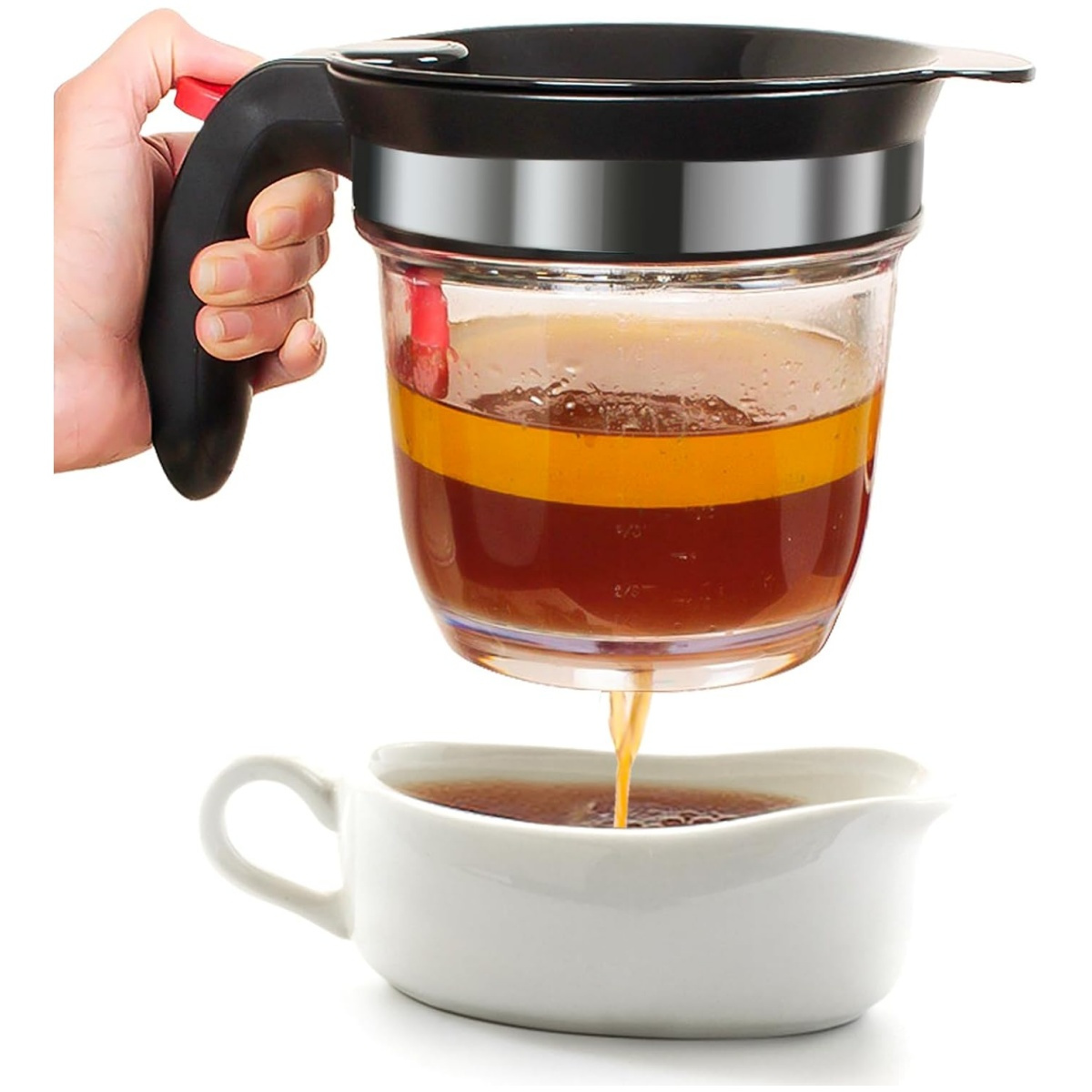 TEMU Grease Separator With Bottom Release, 4-cup Gravy Separator (for Cooking, Comes With Oil Filter), Kitchen Gadget Grease Separator