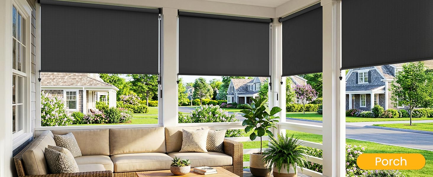 10'W X 8'H Outdoor Roller Shade, 95% UV Protection 420GSM New Material Sun Shades, Cordless Aluminum Outdoor Blinds with Crank Handle, Privacy Protection Patio Shade for Outdoor Patio