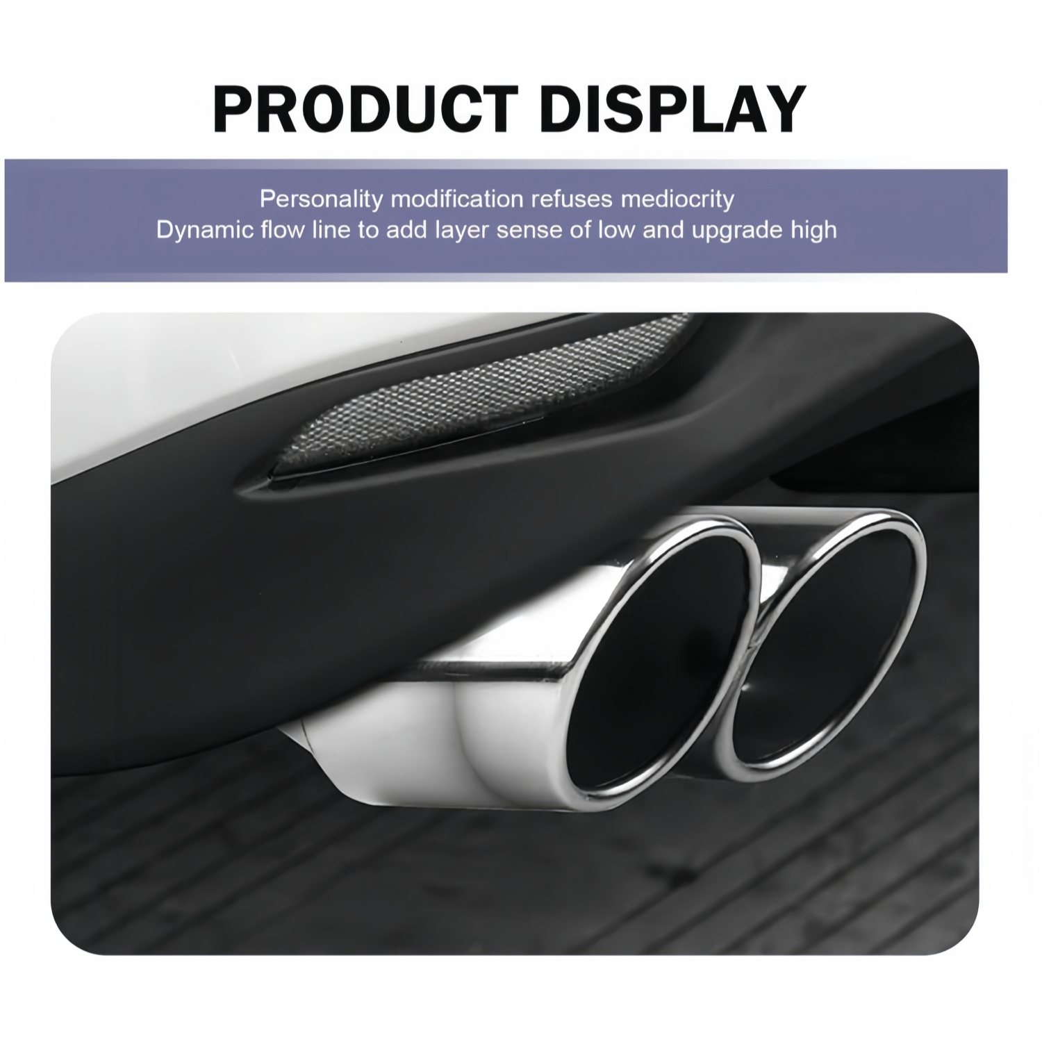 TEMU Universal Car Exhaust Pipe &ndash; 6" Curved Mouth Design &ndash; Waterproof Metal Muffler Tail Pipe (silver & Black, Adjustable Thickened)
