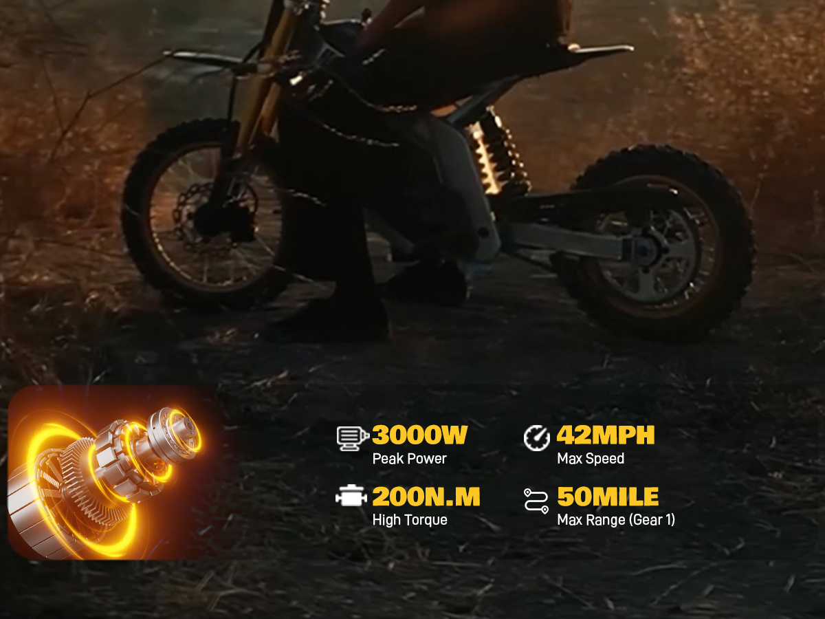 powerful 3000w electric dirt bike for adultsand teens all terrain off road motorcycle 8 inch alloy wheels heavy duty frame ledheadlights 250 lbs   load suitable fordrifting and off road riding Product details 1