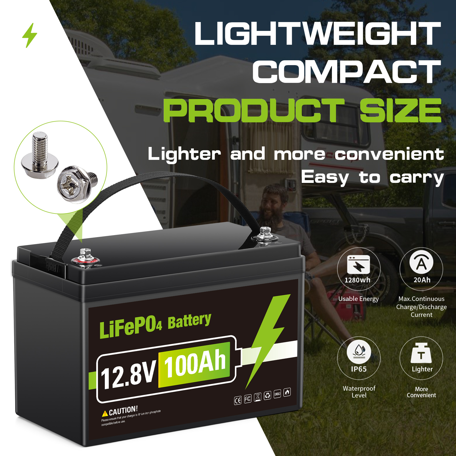 12v 100ah lifepo4 battery 1280 31 built in 100a bms - Temu