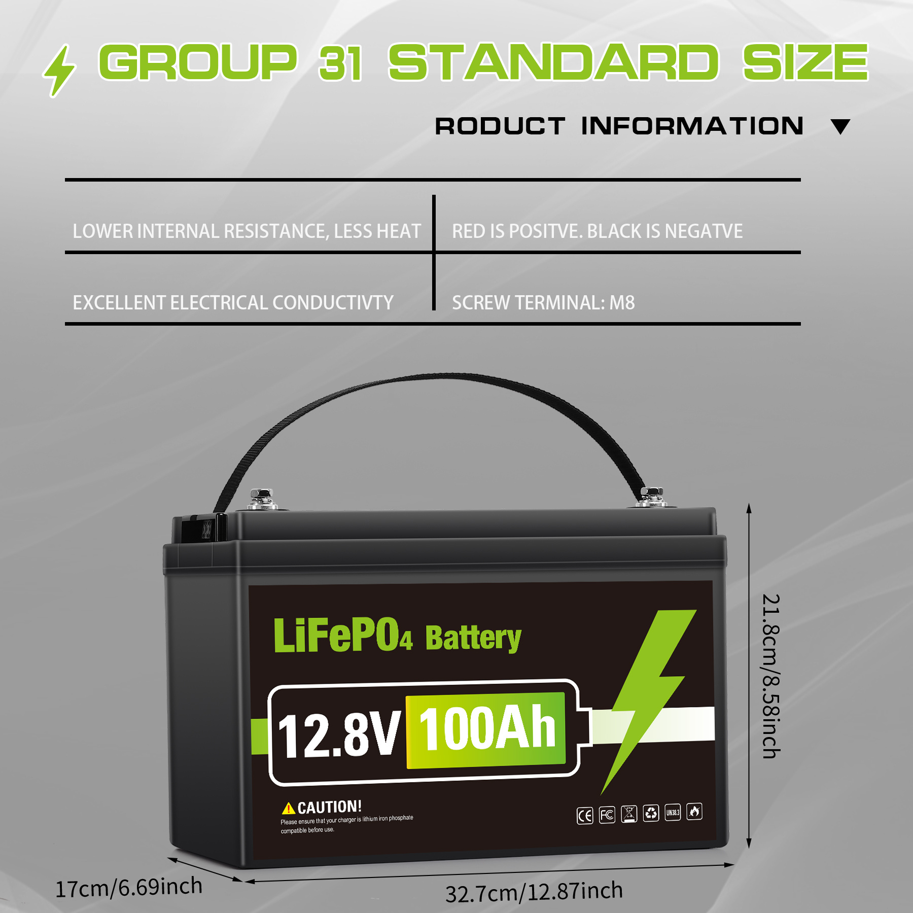 0813 12V 100Ah LiFePO4バッテリー スマートBMS キャンプ 12v 100ah lifepo4 battery 1280 31 built in 100a bms - Temu