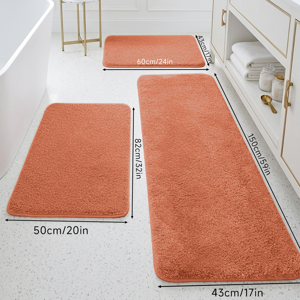 3 Piece Bath Rug Set Quick Dry Absorbent Non Slip Bathroom Rugs For Shower Tub Sink Toilet Area Soft Plush Everyday Use Home Bathroom D&eacute;cor Microfiber Material Durable Thick Pile Set For Modern