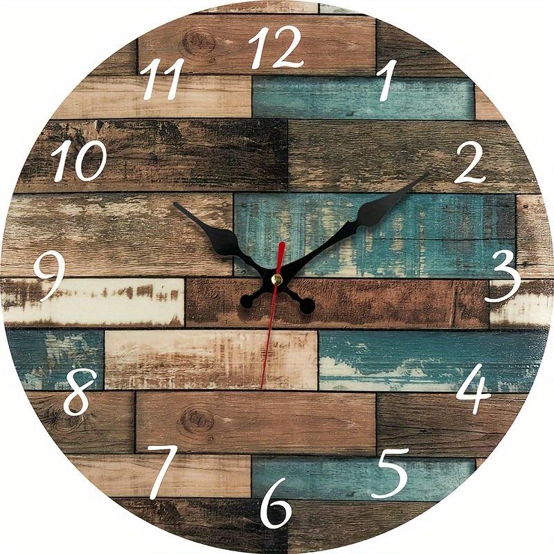 TEMU 1pc Rustic Wall Clock, Silent Quartz Movement, Round Clock Bedroom, Living Room, Office, Kitchen, Bathroom Decor, Battery Operated (aa Battery