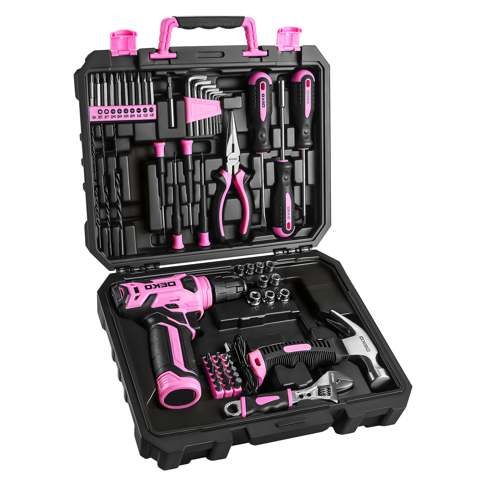 TEMU 119/151pcs Power Tool Box Set With 8v/12v Cordless Drill / Driver, Hammer, Wrench, Screwdriver | No Knife | All In 1 Hand Tools Kit | Household