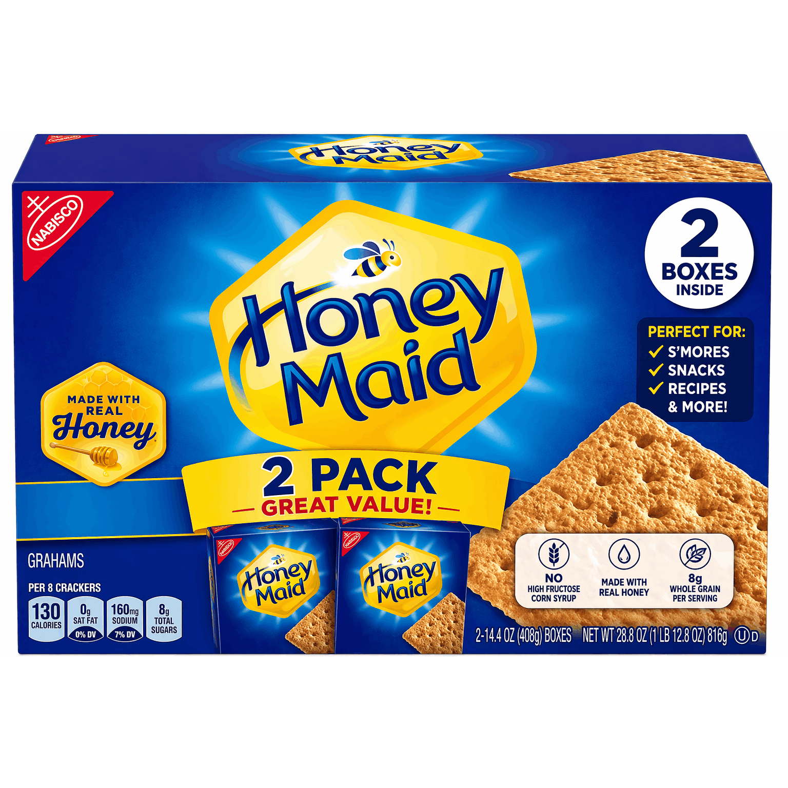 1 balenie ] Honey Maid Honey Graham Crackers, 14,4 oz., 2 Pk.