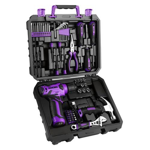 119 151pcs power tool box set with 8v 12v cordless drill driver hammer wrench screwdriver no knife all in one hand tools kit household tool set electric drill tool kit for garden repairs fathers day gift