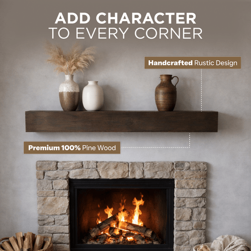 1pc handcrafted solid wood fireplace mantel shelf with lightweight floating mantel for room d cor rustic farmhouse style mantel shelf