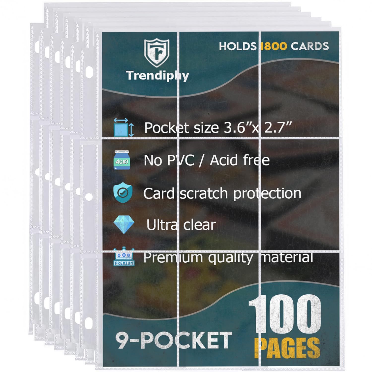 TEMU Trading Card Sleeves, Premium 9-pocket, Double-sided Baseball Binder Sleeves, Protectors Binder Sheets For Tcg Card Storage - Fits 3 Ring Binder