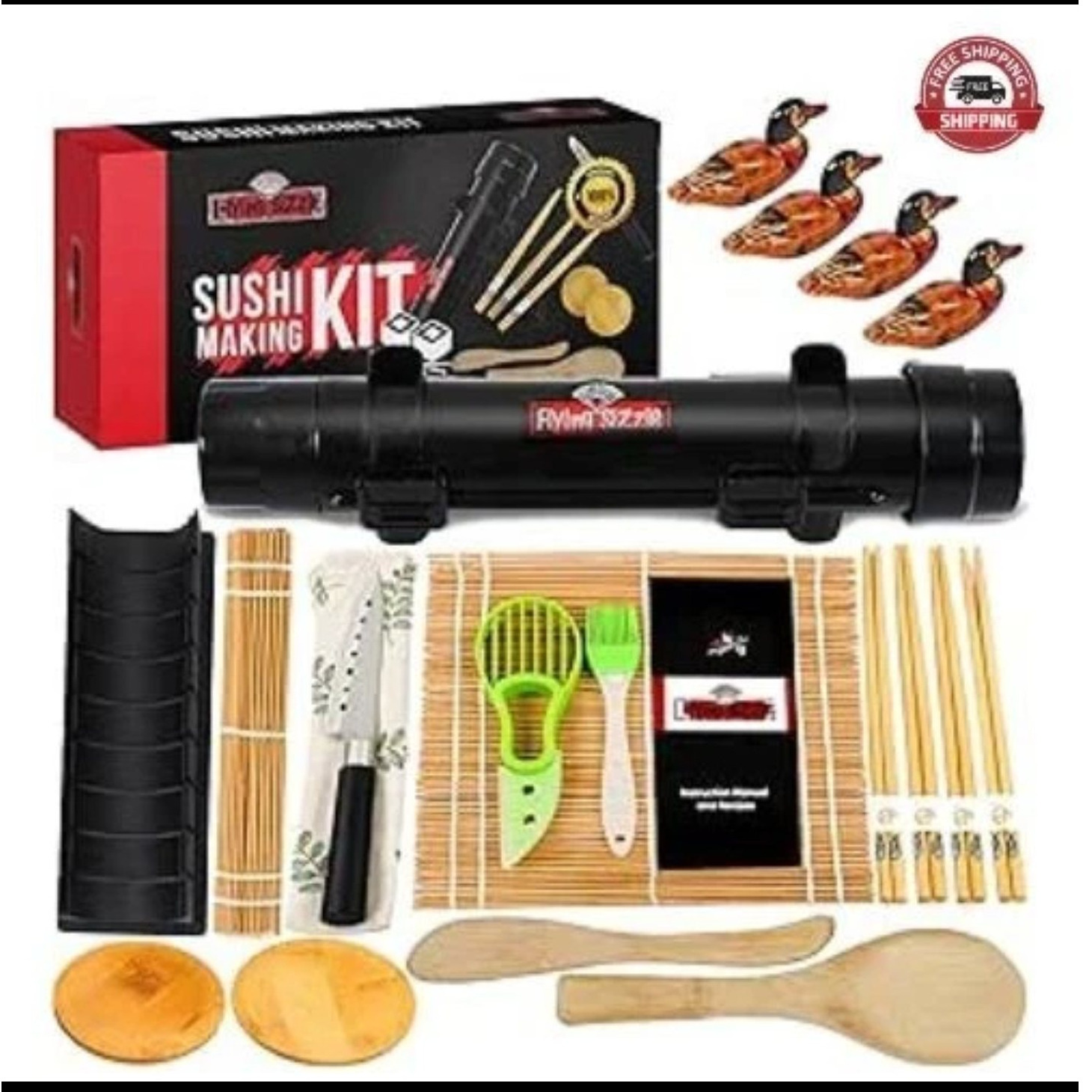 TEMU Sushi Making Kit 21 - In - 1 For Beginners Pros - Knife, Rice , Mat, Slicer, Chopsticks - Perfect