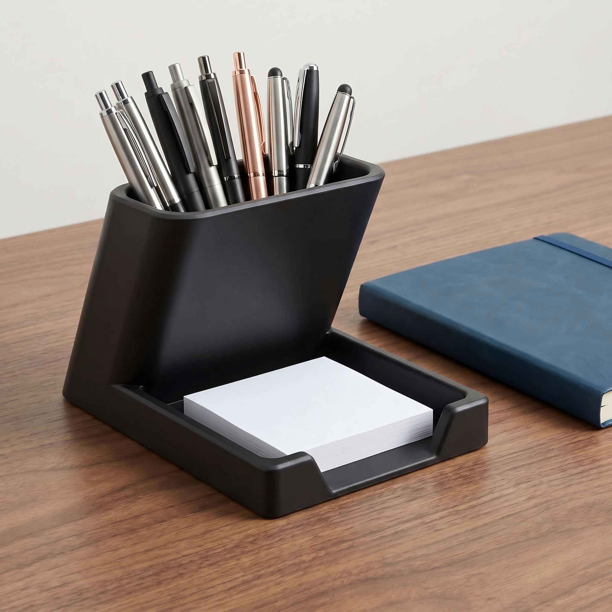 Simple And Multi-functional Pen Holder And Sticky Note Storage Rack. Suitable For Office Workers, Students, And Home. Ideal For Organizing Desks And Storage Of Office Supplies.