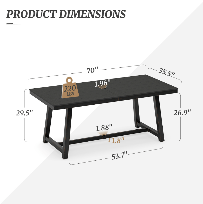 1pc Patio Dining Table, Patio Furniture HDPS All-Weather Material Outdoor Dining Coffee Table with Umbrella Hole