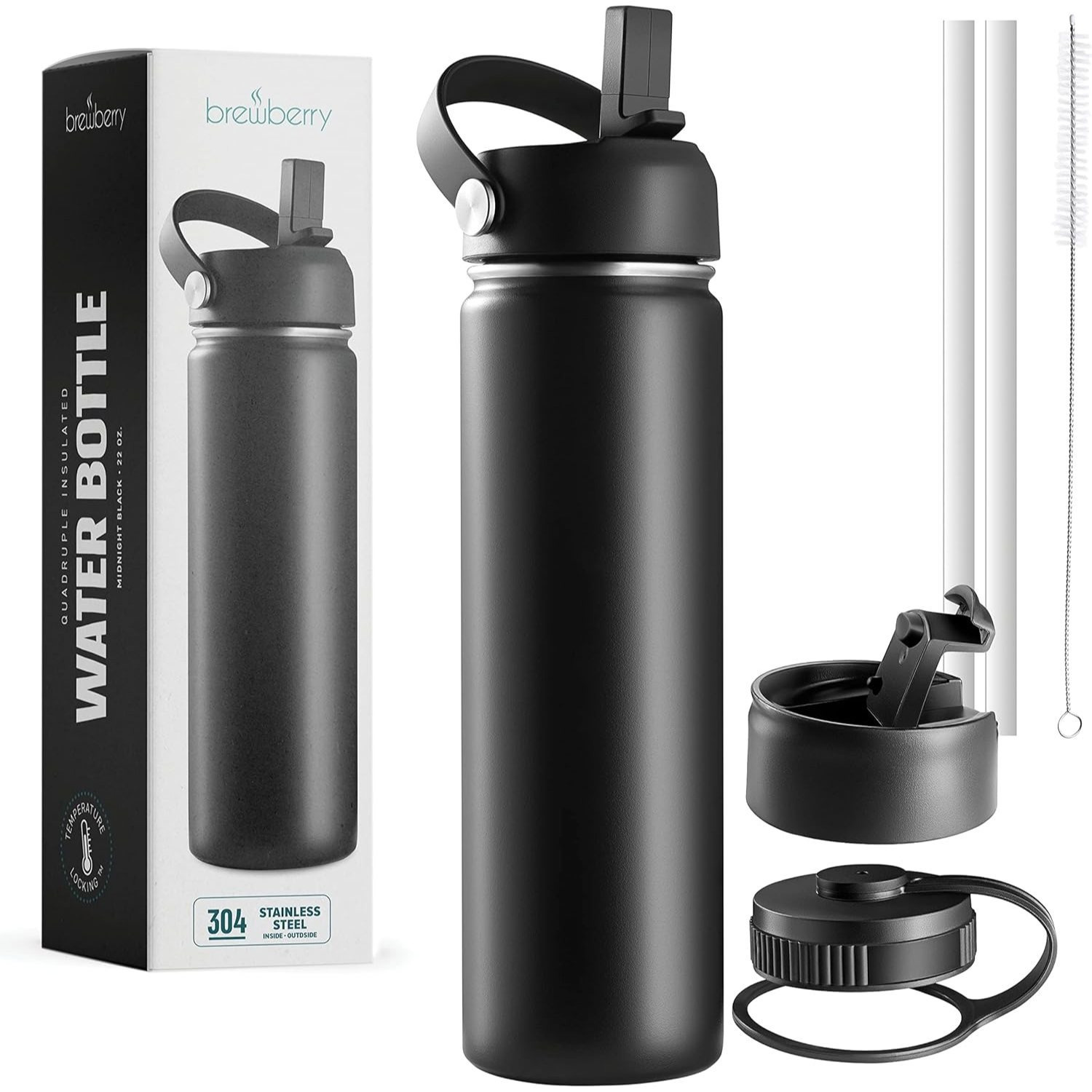 Stainless Steel Insulated Water Bottle And Travel Mug For Hot And Cold Beverages, Wide Mouth, Double Wall Insulated Hydration Sports Water Bottle For Hiking, Biking, Outdoor