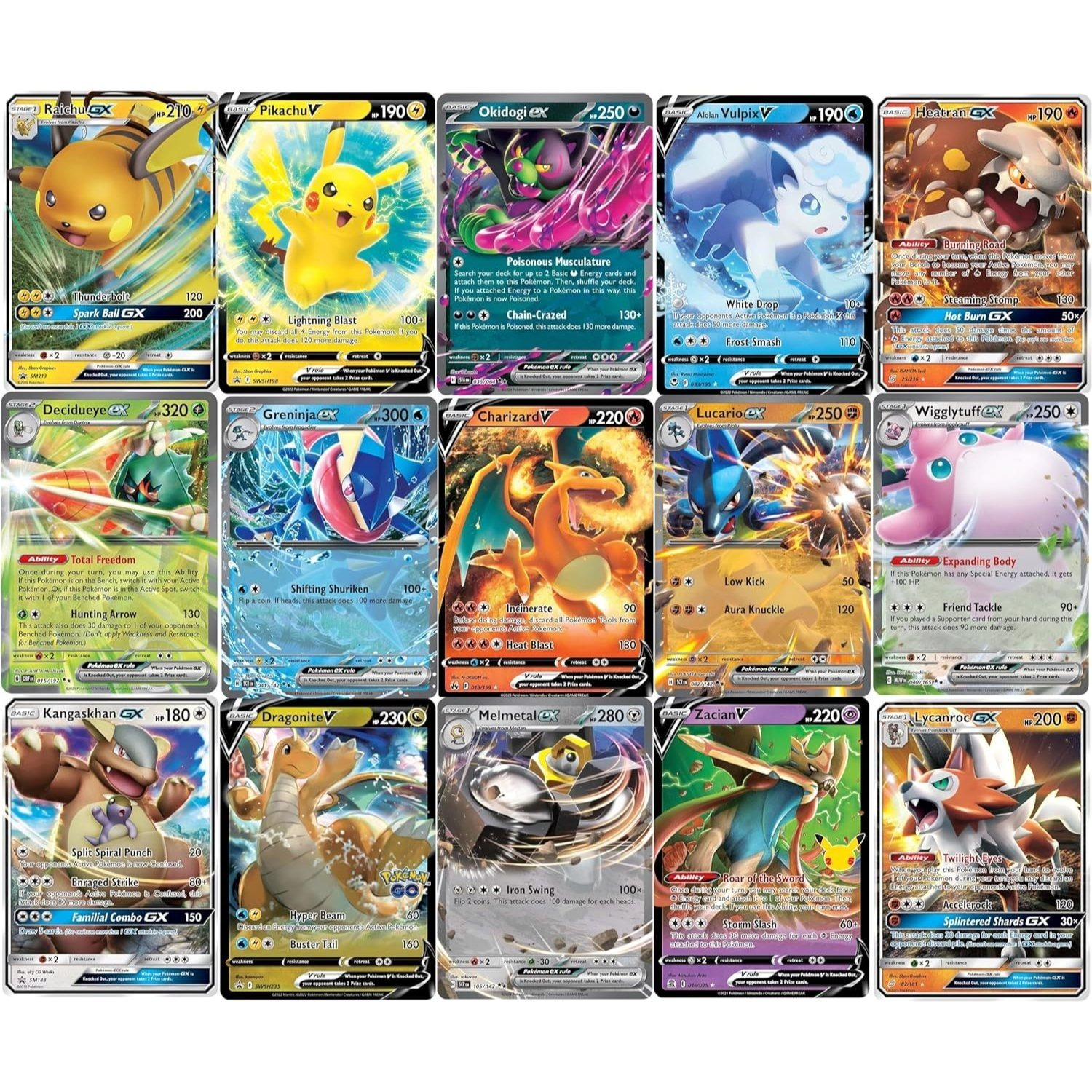 Pokémon TCG Card Lot – 5 Pokemon Ultra Rare Card Lot - V, Gx, ex, Assorted Variety - No Duplicates