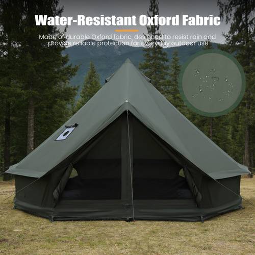 luxury oxford fabric bell tent yurt canvas tent with stove jack 4 6 8 person season camping green