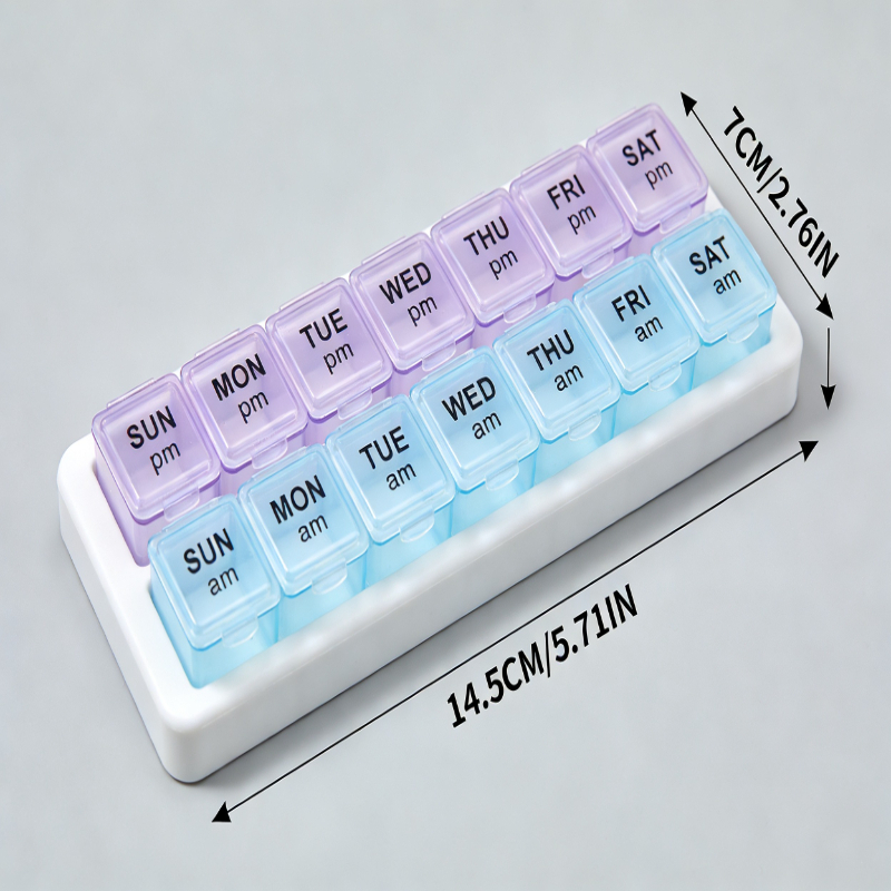 double sided pill organizer pp pill box with lid leak proof portable medicine case essential for car travel   weekly vitamin storage compact   kit
