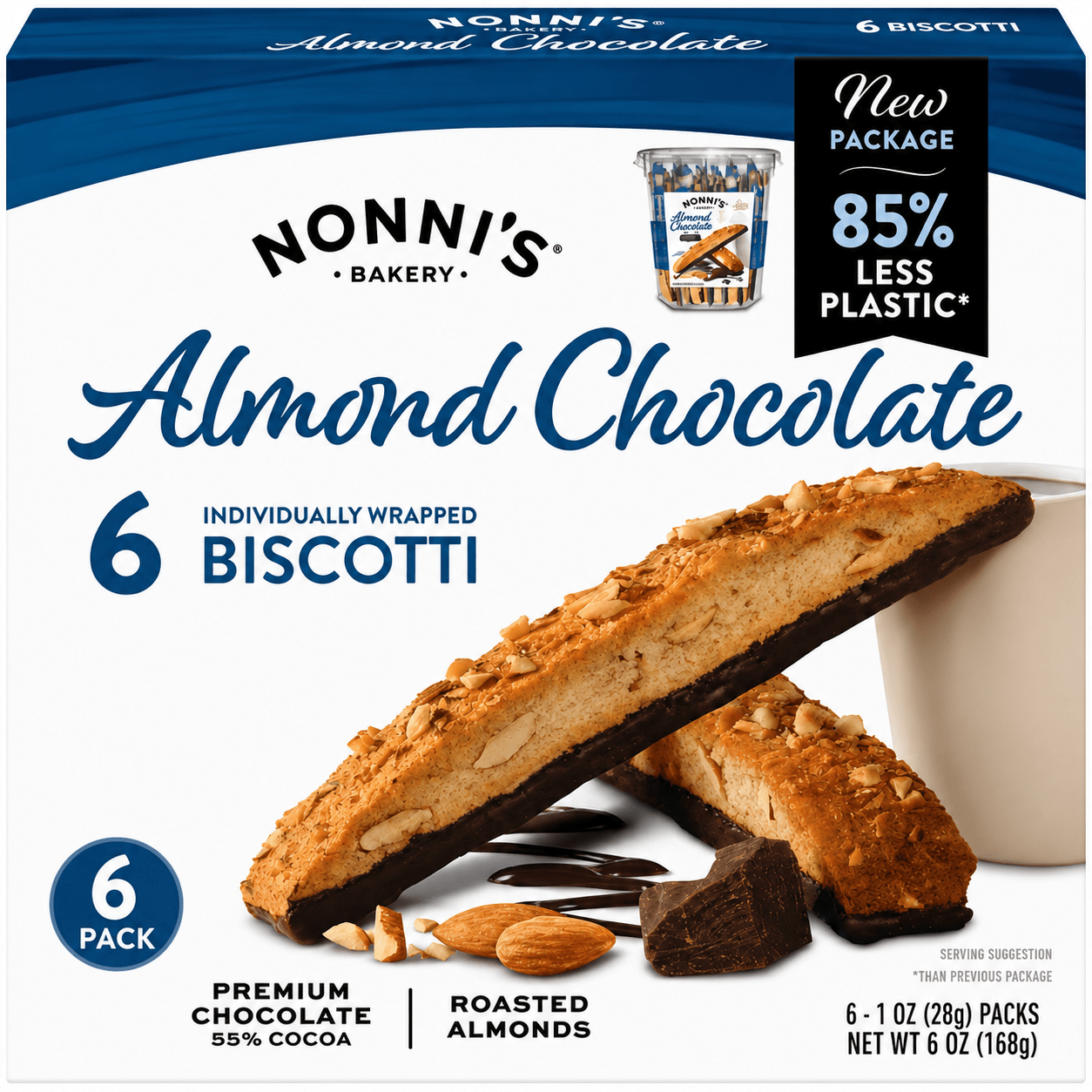TEMU Almond Chocolate Biscotti, 06 Count – Crunchy Italian-style Biscotti With Real Almonds And Chocolate Chips, Individually Wrapped, Perfect For