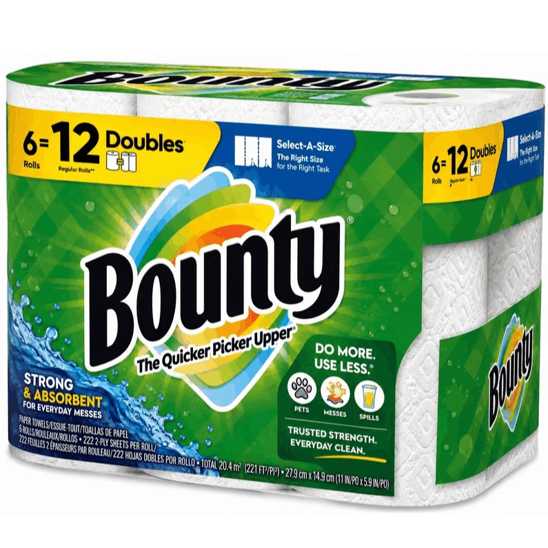 TEMU Bounty Size Is To A Kitchen Paper Towel Rolls, 3-ply Mins 2 P-ply, 18 Double Pk, White, Double Size Rolls, 108 Sheets Per Roll