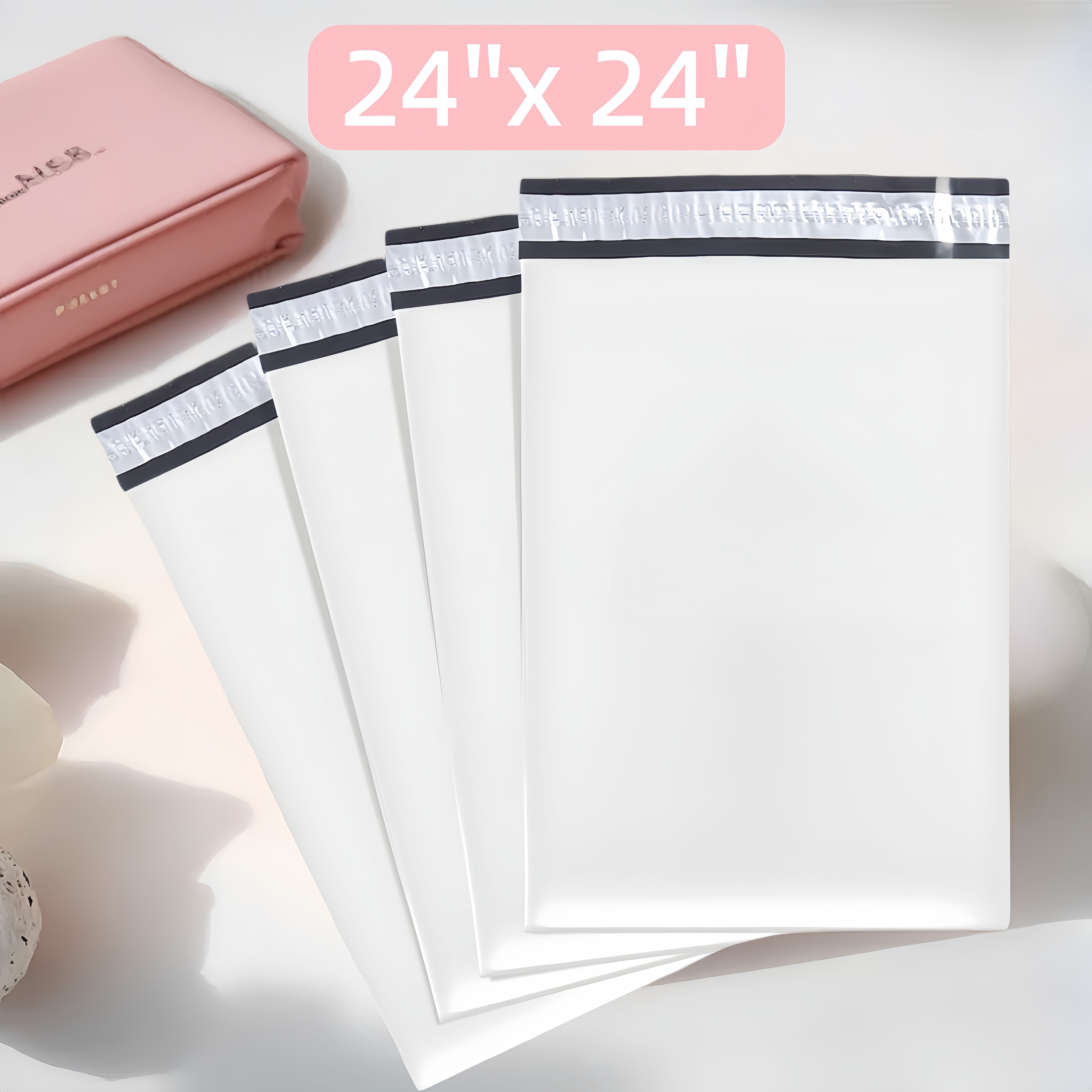 TEMU 100 Pcs 24x24 Inch White Polyvinyl Chloride (pe) Envelopes Shipping Bags With Self Adhesive, Waterproof And Tear-proof Postal Bags