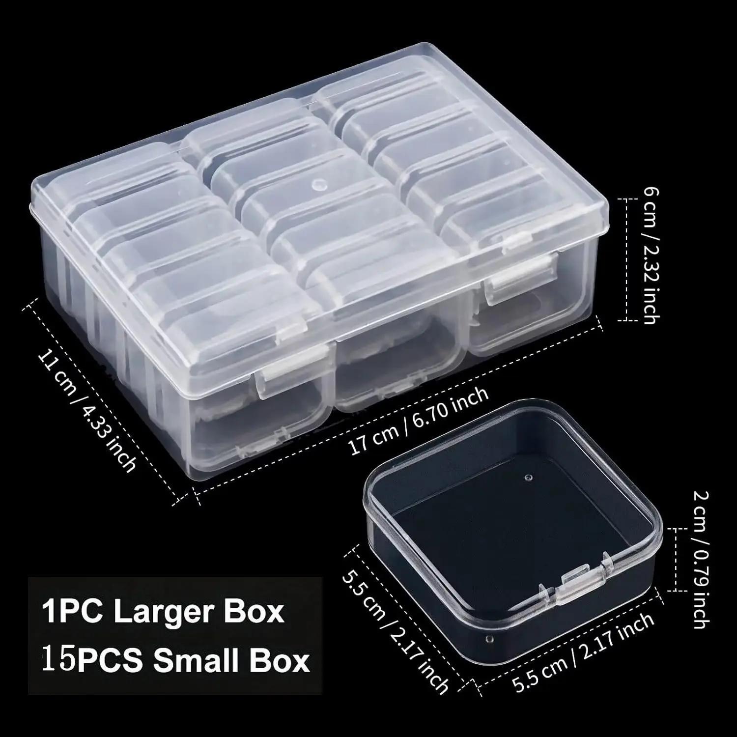 TEMU 32pcs (30pcs Small Box + 2pc Large Box) Plastic Storage Box Set, Transparent Portable Storage Box, Multi-functional Crafts, Beads, Hair