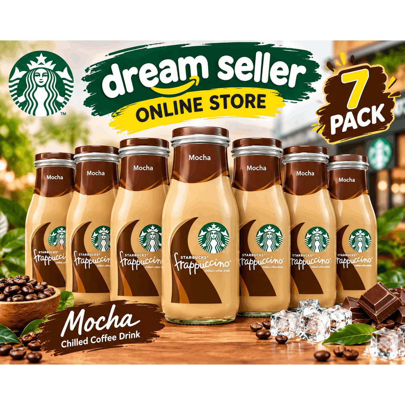 TEMU A 7 Pack Of 9.5 Fl Oz Mocha Coffee Beverages Provides A Smooth And Creamy Flavor. This Convenient Multi-pack Is Ideal For Breakfast, Travel,