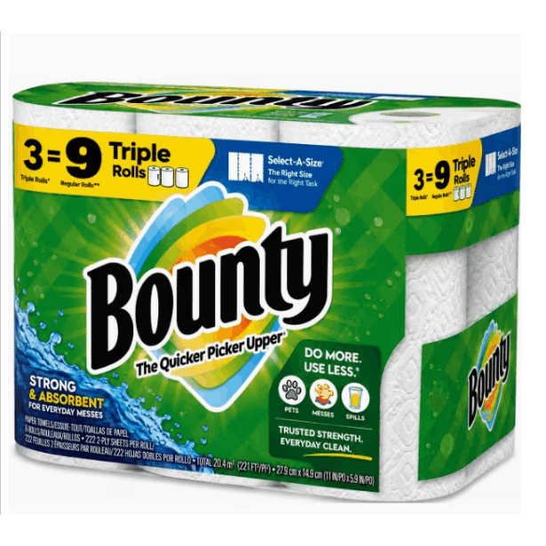 TEMU Bounty Size Is To A Kitchen Paper Towel Rolls, 4-ply Mins 2 P-ply, 17 Triple Min 14 Pk, White, Triple Size Rolls, 115 Sheets Per Roll