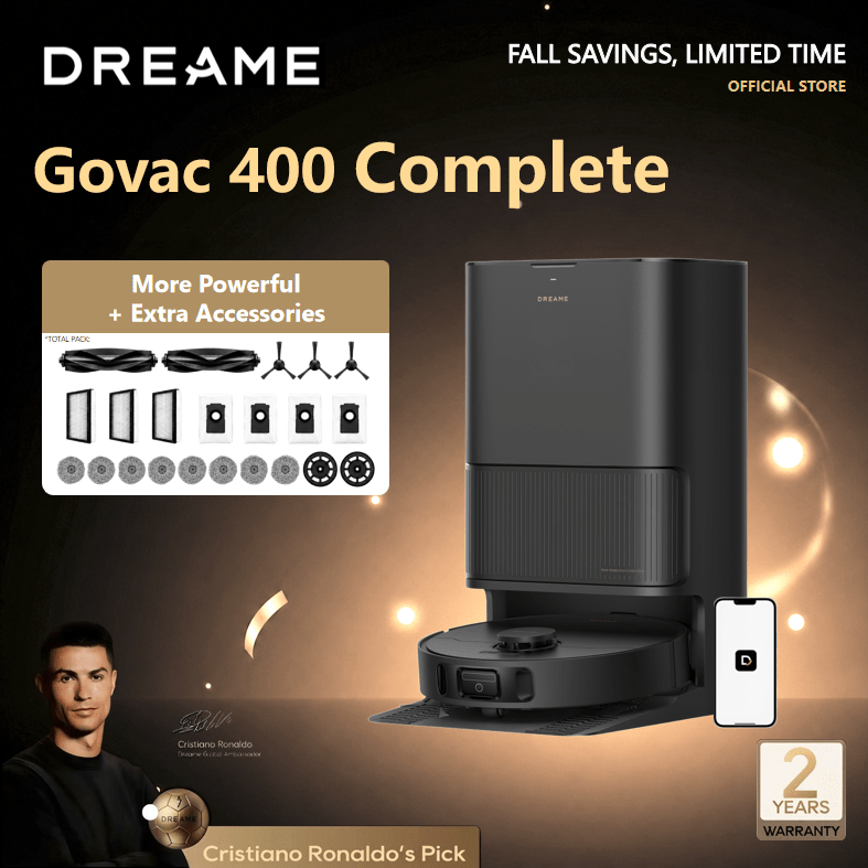 Govac400 100% New Complete Robot Vacuum And Mop, 13,000pa Suction, Self-emptying, Self-washing, Brush, Ultrasonic Carpet Sensing, 3dadapt Obstacle Avoidance