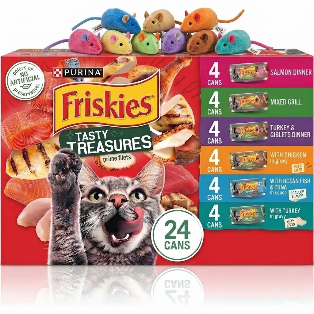 TEMU Free Mice Toy Wet Cat Food Pack - ( & Paté Assortment) - Real Salmon, Turkey, Chicken, & Tuna Flavors - No Artificial
