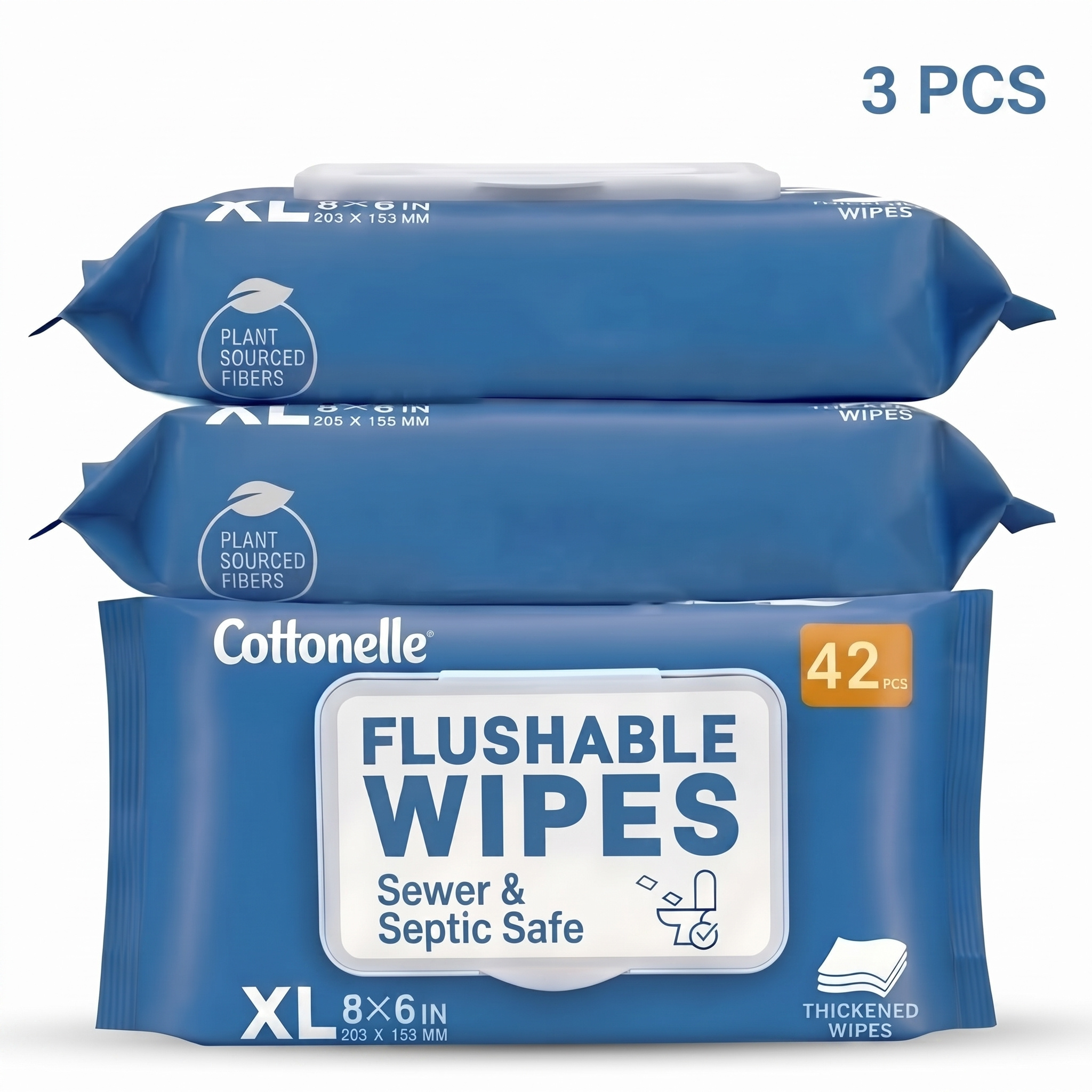 TEMU Cottonelle Extra Large Flushable Wet Wipes, Thickened Wipes, 3 Packs X 42., Total 126 Wipes Septic And Sewer Safe, Quick-dispersing, No Alcohol,