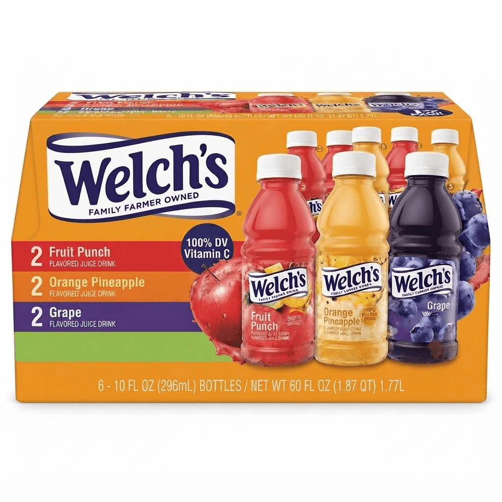 TEMU Welch's Variety Pack Juice Drinks, 6 Pack (10 Fl Oz Bottles), Mixed Fruit Flavors, Ready-to-drink Family