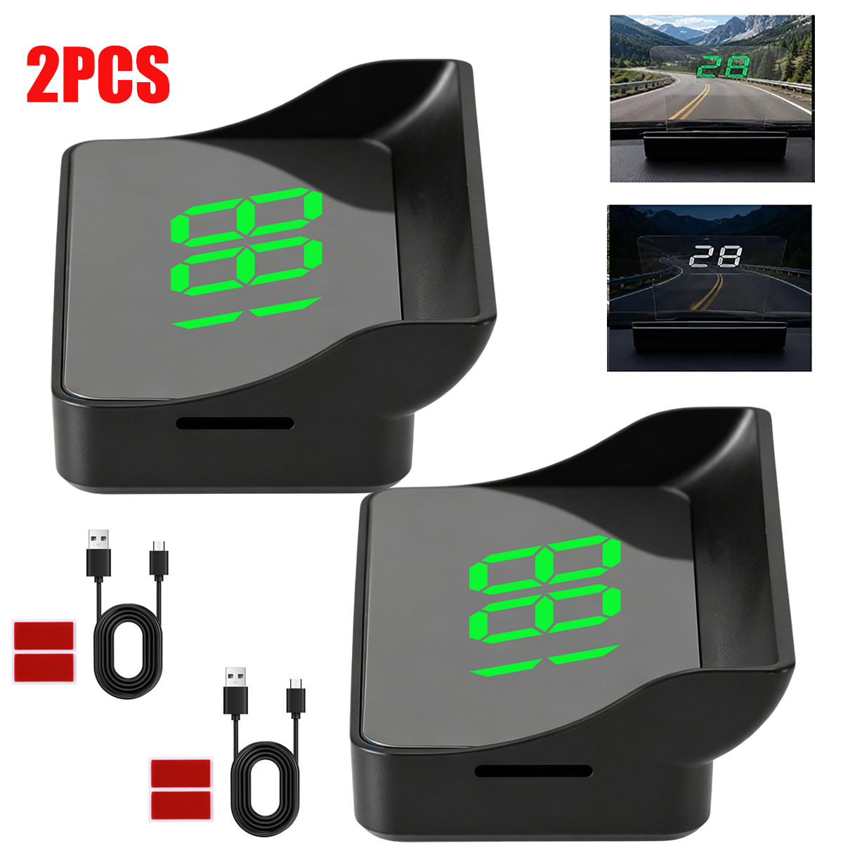 TEMU 2pcs Heads Up Display For Car Hd Projection Real-time Speed Hud Speed Meter Digital Hud Speedmeter Universal