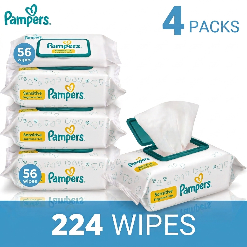 TEMU 4 Packs Baby Wet Wipes For Infants Toddler Children Wipes Skin, Unscented, Extra Thicken Wipes Cleaning Bulk, 56 Wipes Per Pack, Total 224 Wipes