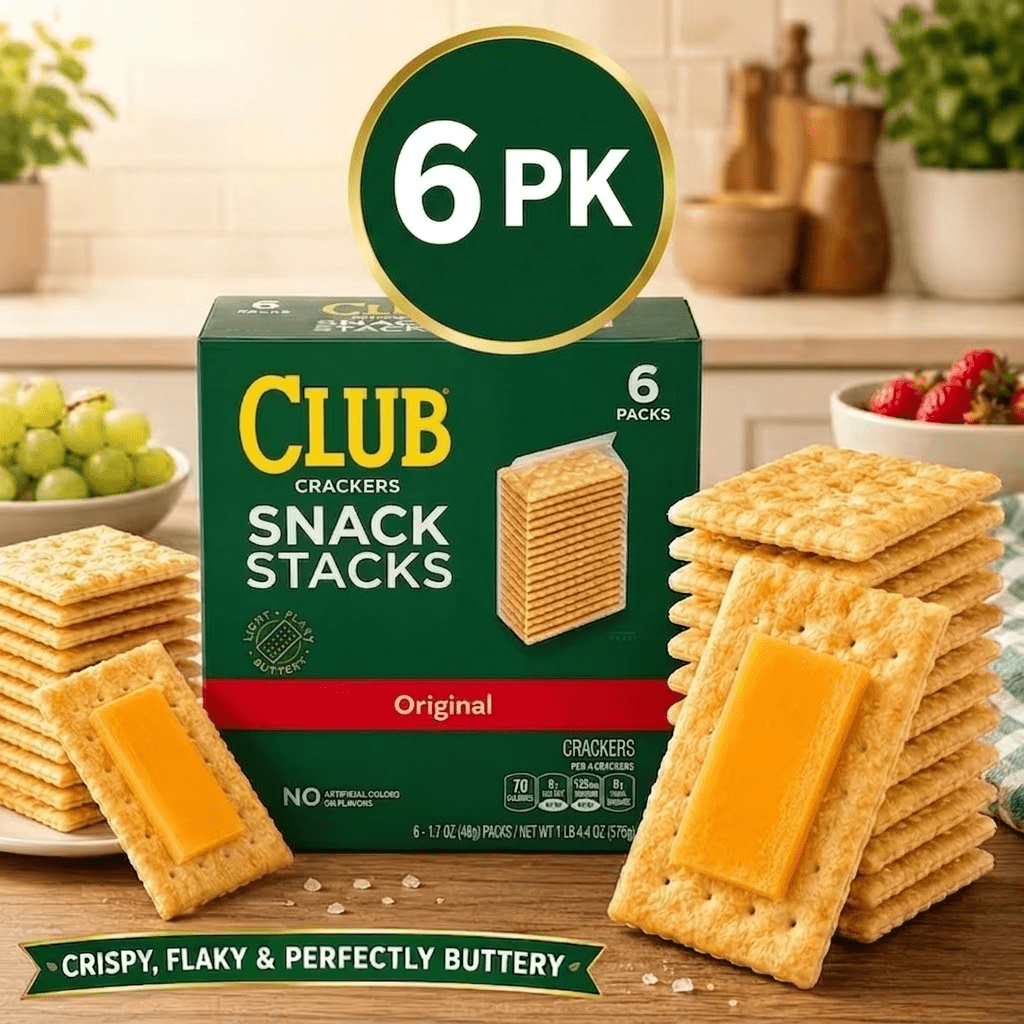 TEMU Buttery Crackers Snack Packs 6 Count Flaky Crispy Crackers Single Serve Sleeves 2.08 Oz Bulk Box Snack For Cheese Dips Soup
