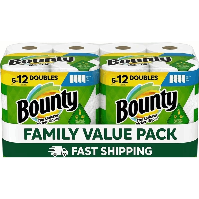TEMU Bounty -a-size 2-ply Paper Towels – 2 Pack, 12 Rolls Each, 100 Sheets Per Roll