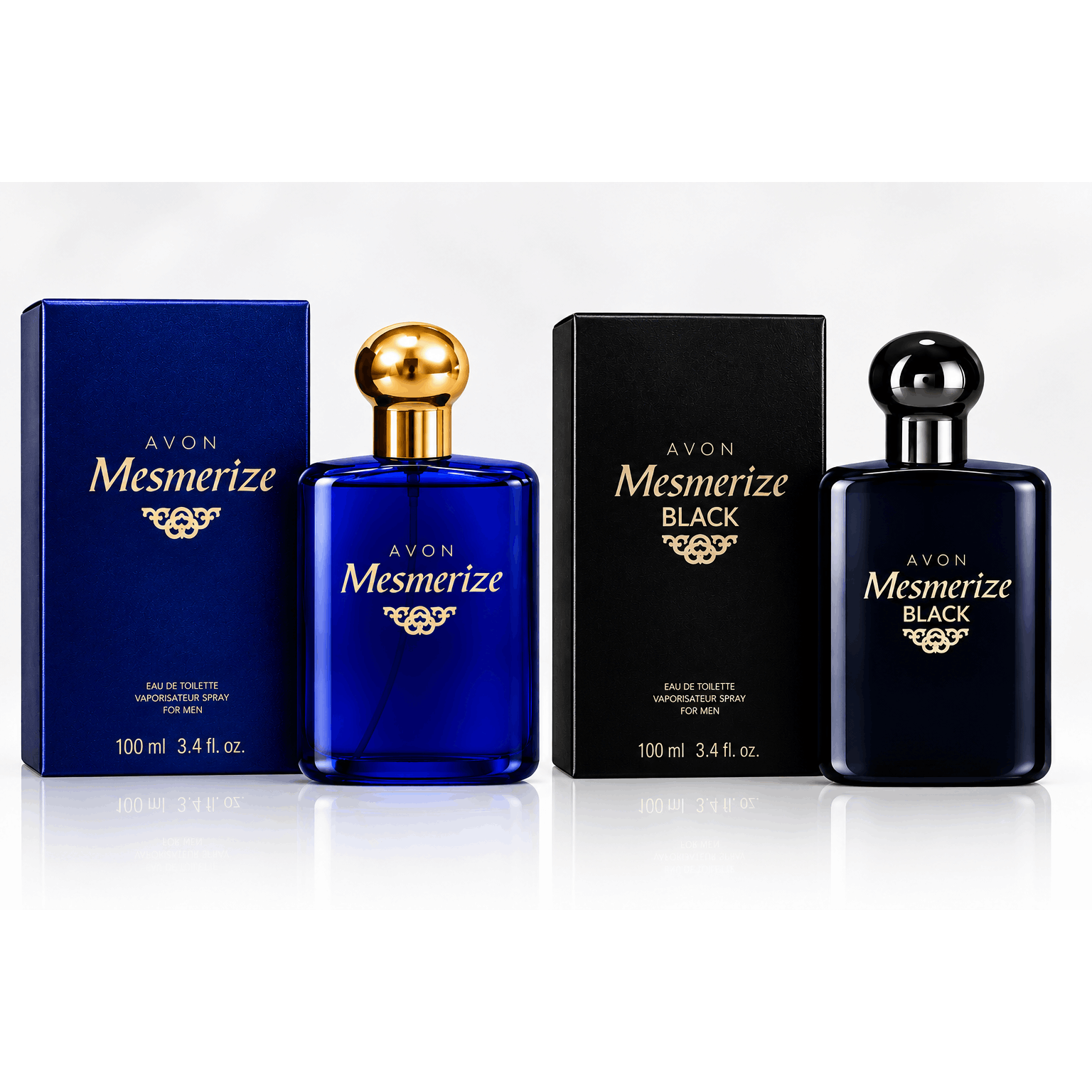 AVON Mesmerize & Mesmerize Black 2-Piece Cologne Set for Men - Eau de Toilette Spray Duo (3.4 fl. oz. / 100 ml each)