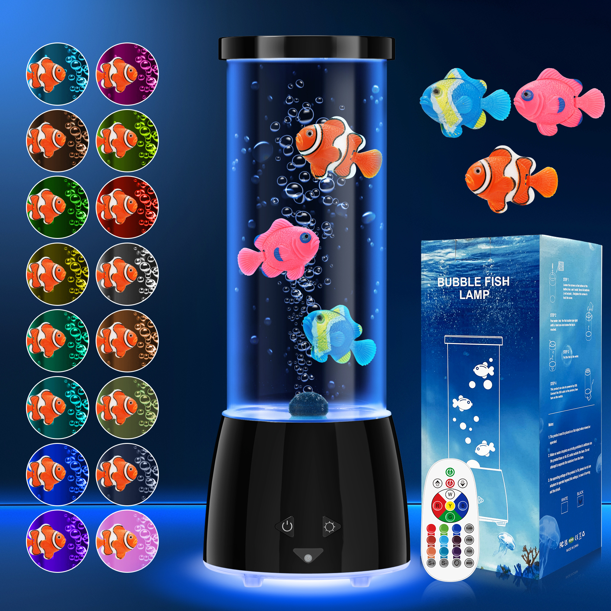 TEMU Bubble Fish Lamp, 16 Colors Light & 4 Lighting Effects Fake Aquarium Sensory Lamp, Artificial Fish Tank With Moving Fish For Home Decor, Ideal