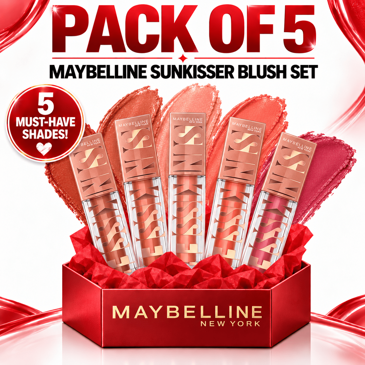 Maybelline Sunkisser Multi-Use Liquid Blush Bundle, 5 Pack