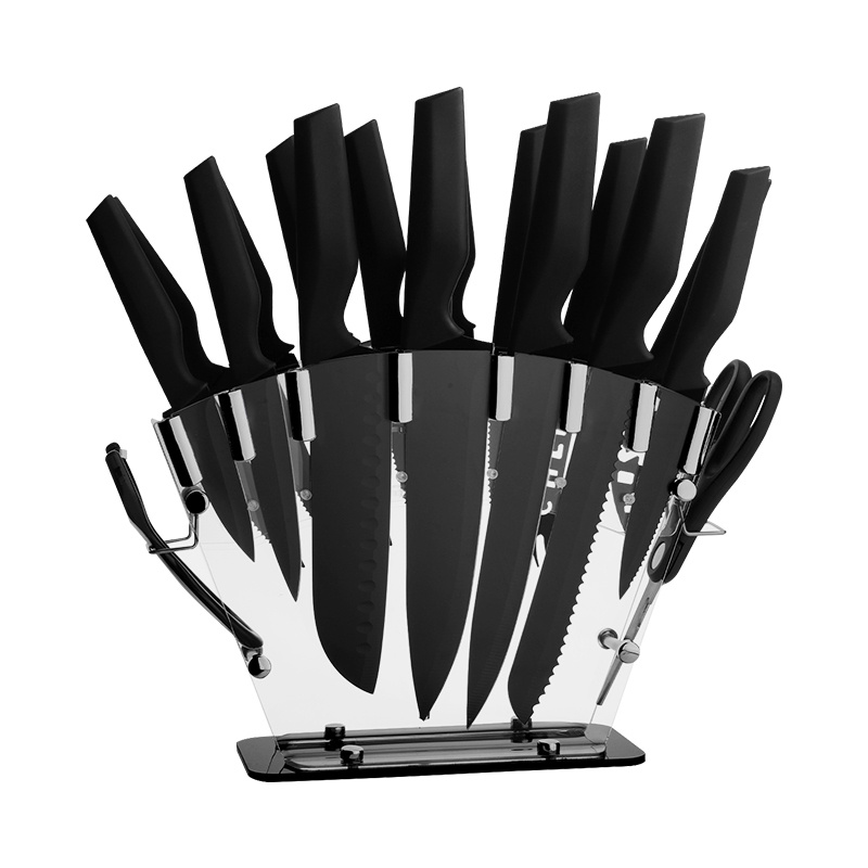 TEMU 19 Piece Kitchen Knife Set, High Carbon Stainless Steel, Sharp Includes Serrated Steak Knife Set With Combination Chef's Knife, Bread Knife,