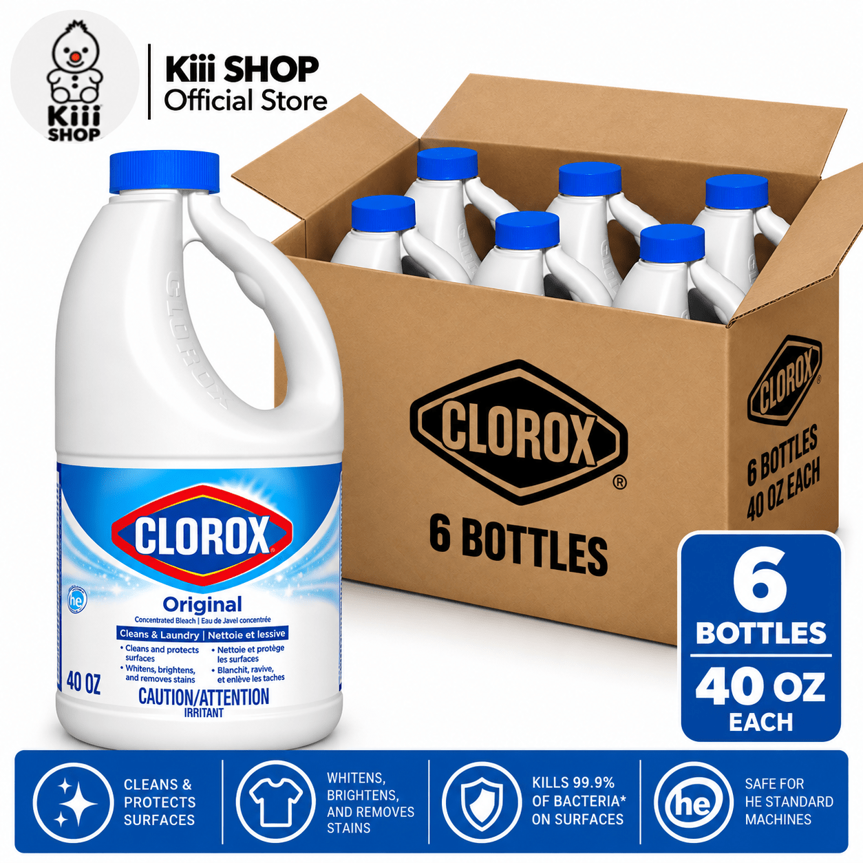 TEMU Clorox Bleach 40 Fluid Ounces (pack Of 6)