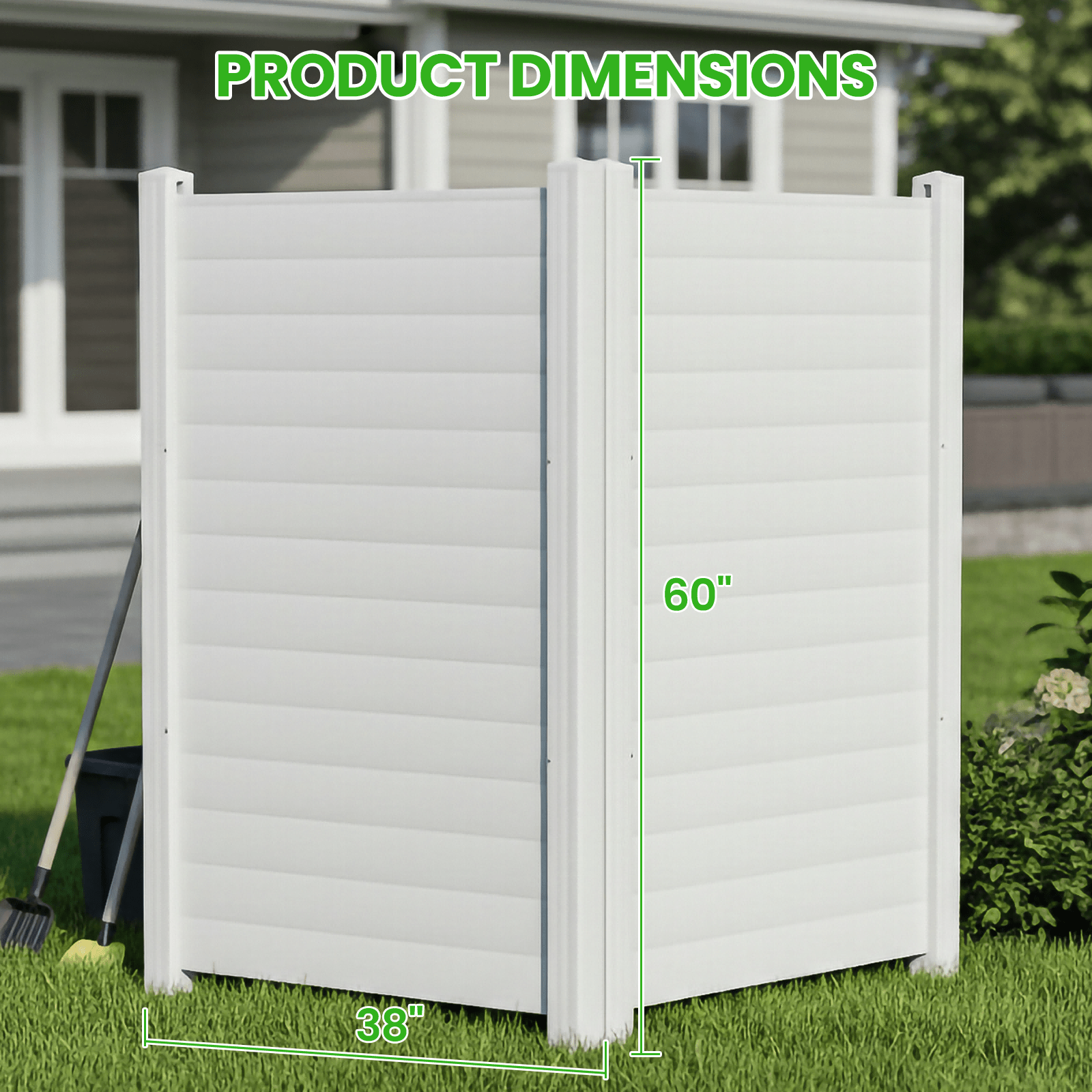 Air Conditioner Fence, White Vinyl Pool Equipment Enclosure Panel with Metal Stakes, Outdoor Trash Can Screen Privacy Fence Panels for Outside