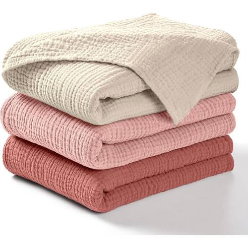 muslin cotton swaddle blankets boy girl 100 cotton swaddle blankets 3 pack receiving blanket for unisex soft breathable swaddle blanket large 44 x 44 inch