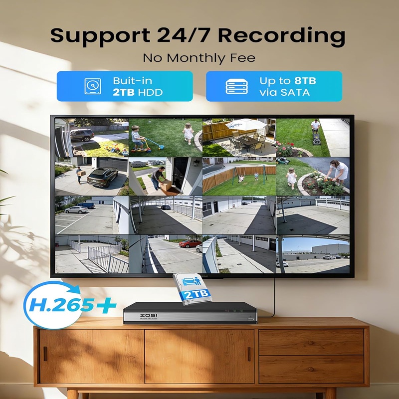 16ch security camera system with 2tb hdd ai human vehicle detection 16pcs 1080p outdoor indoor surveillance cameras   h 265 16channel 2mp dvr for   recording remote access Product details 0