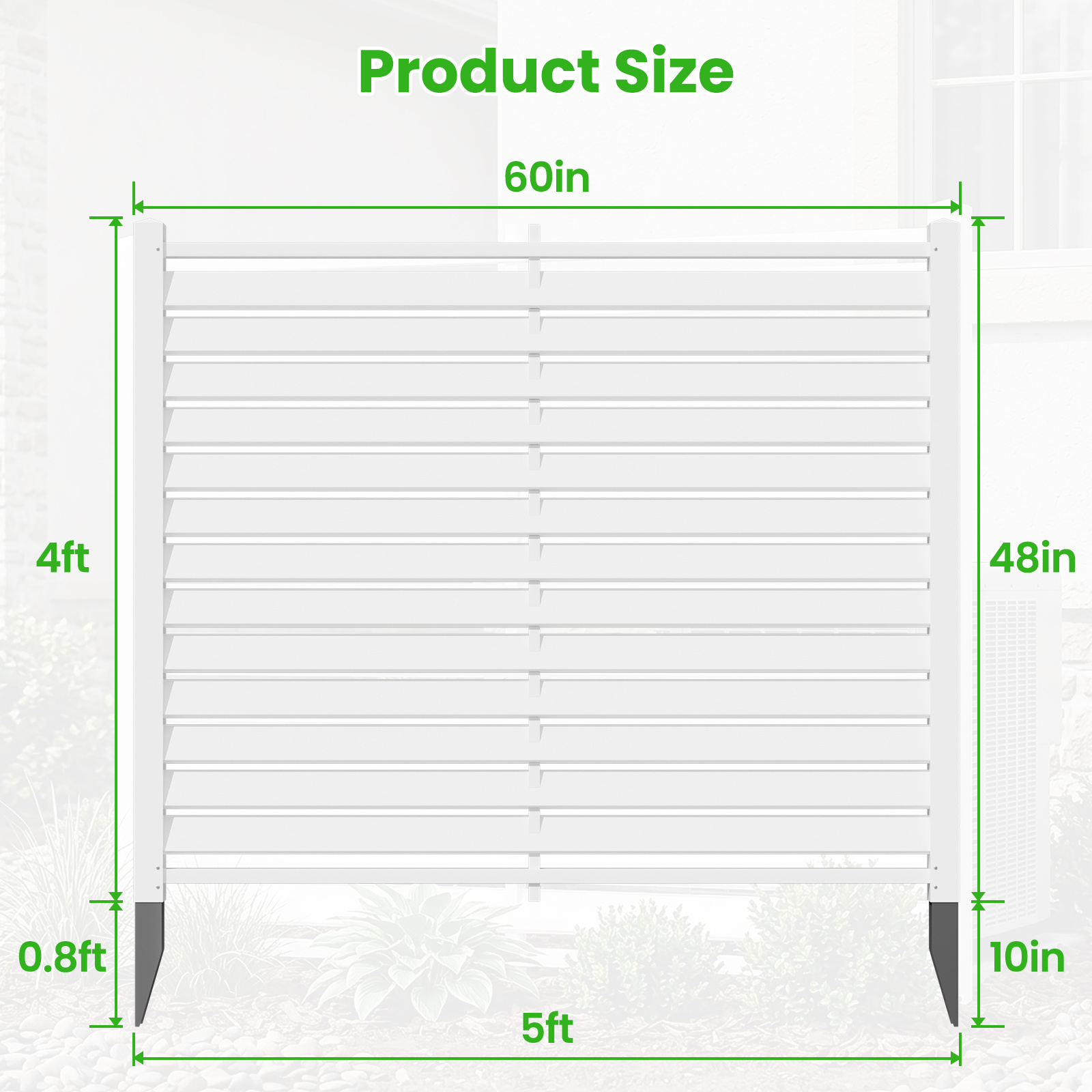 Air Conditioner Fence, White Vinyl Pool Equipment Enclosure Panel with Metal Stakes, Outdoor Trash Can Screen Privacy Fence Panels for Outside
