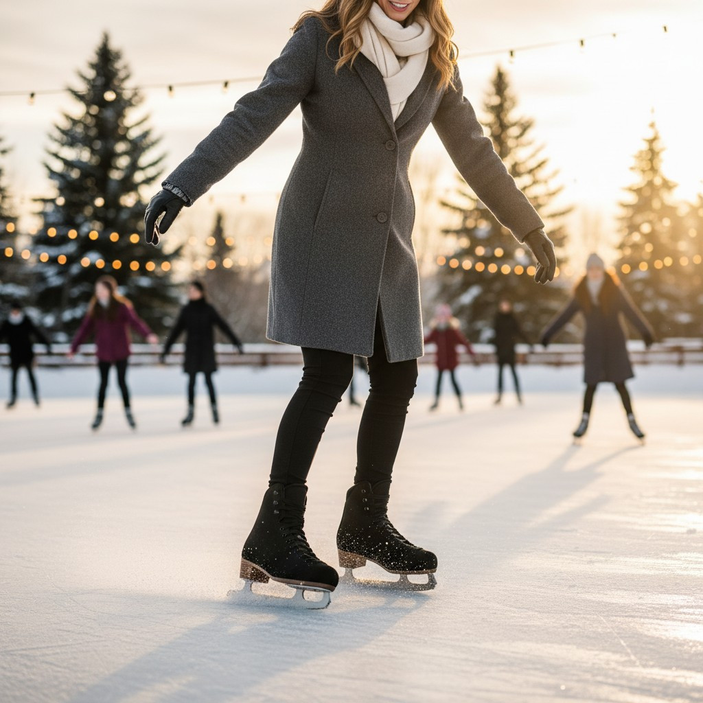 women adjustable sizes ice skates   stability beginner   suede