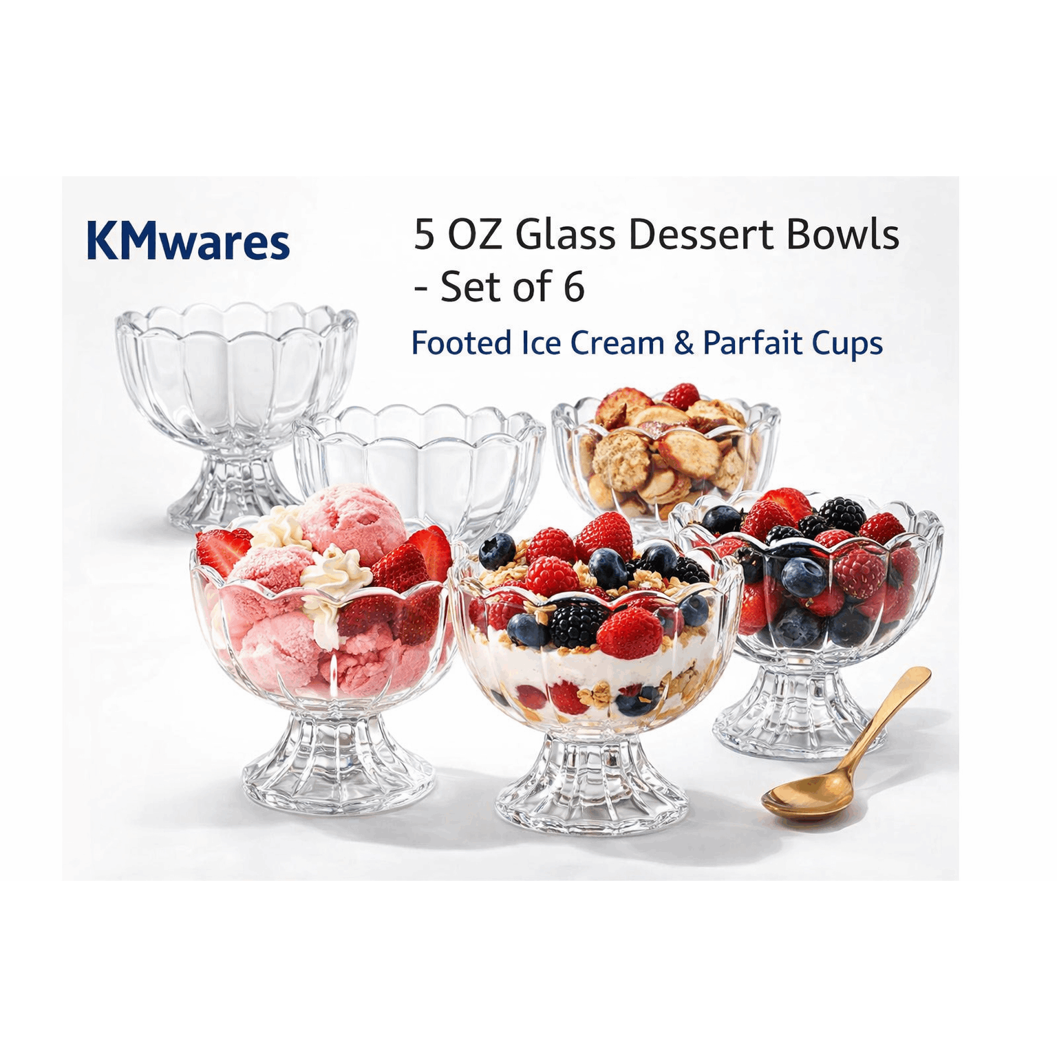 TEMU Set Of 6 Vintage Glass Ice Cream Dessert Bowls &ndash; 6oz Glassware Cups For , Fruit, Snacks, Condiments & Holiday Parties