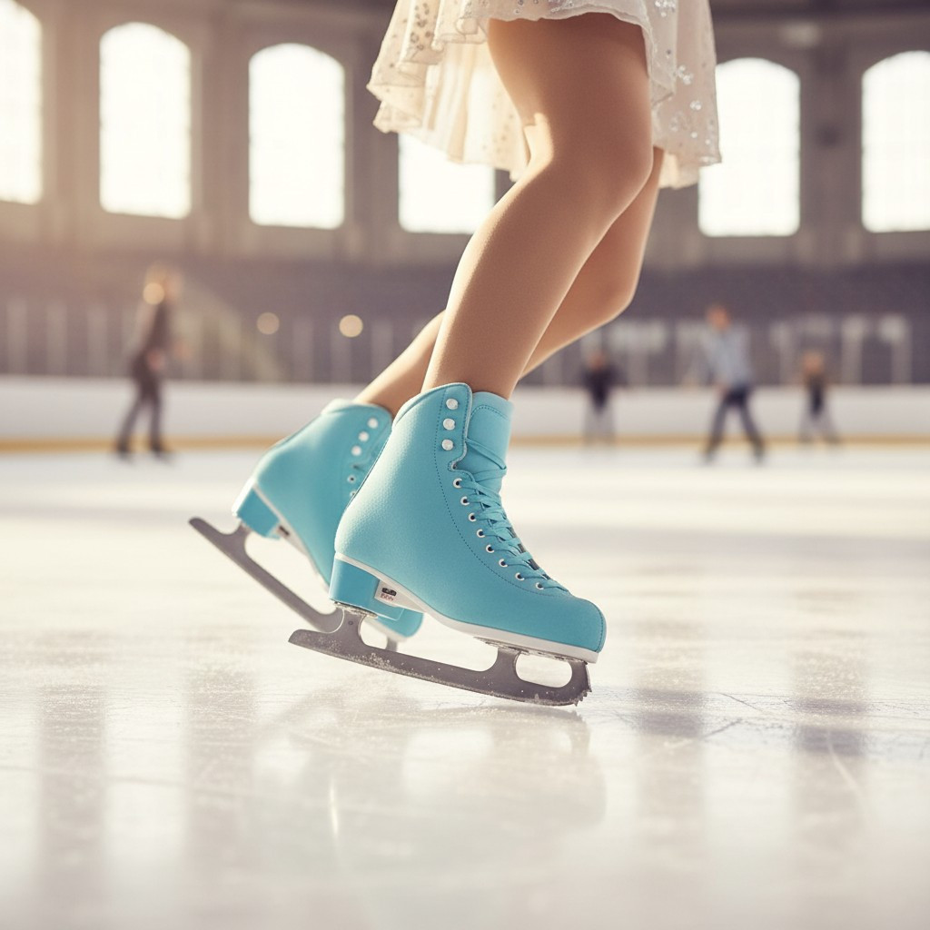 women adjustable sizes ice skates   stability beginner control teal blue
